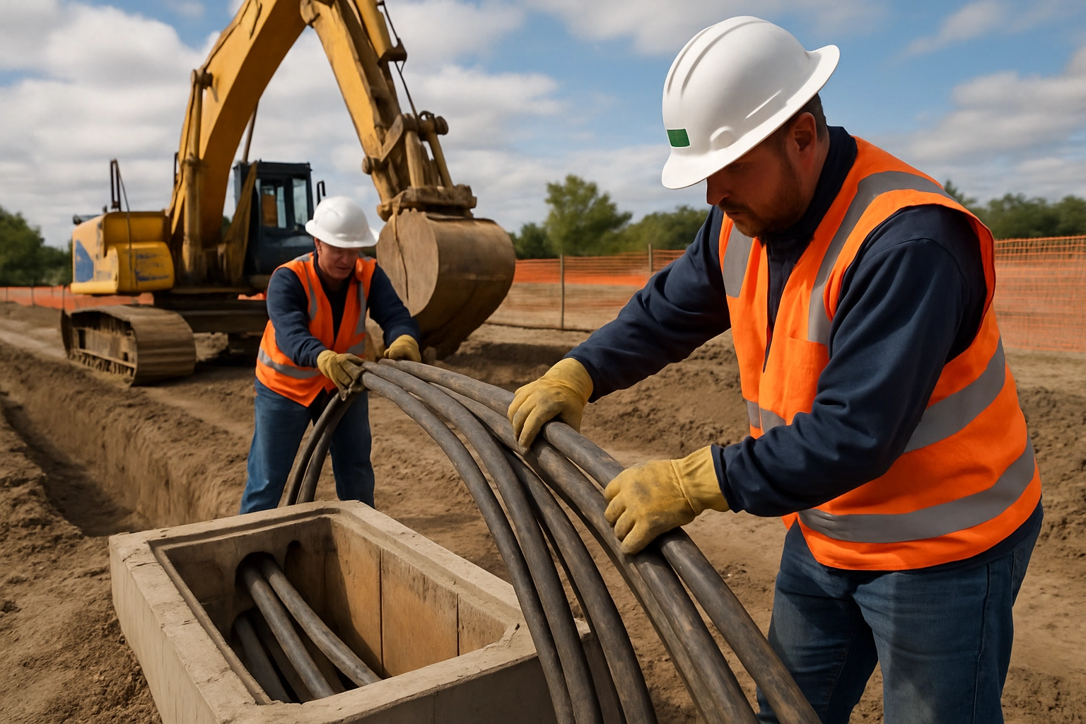 Crew removing underground cable infrastructure