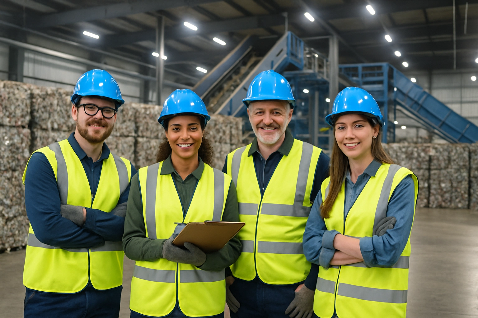 Operational team at recycling facility